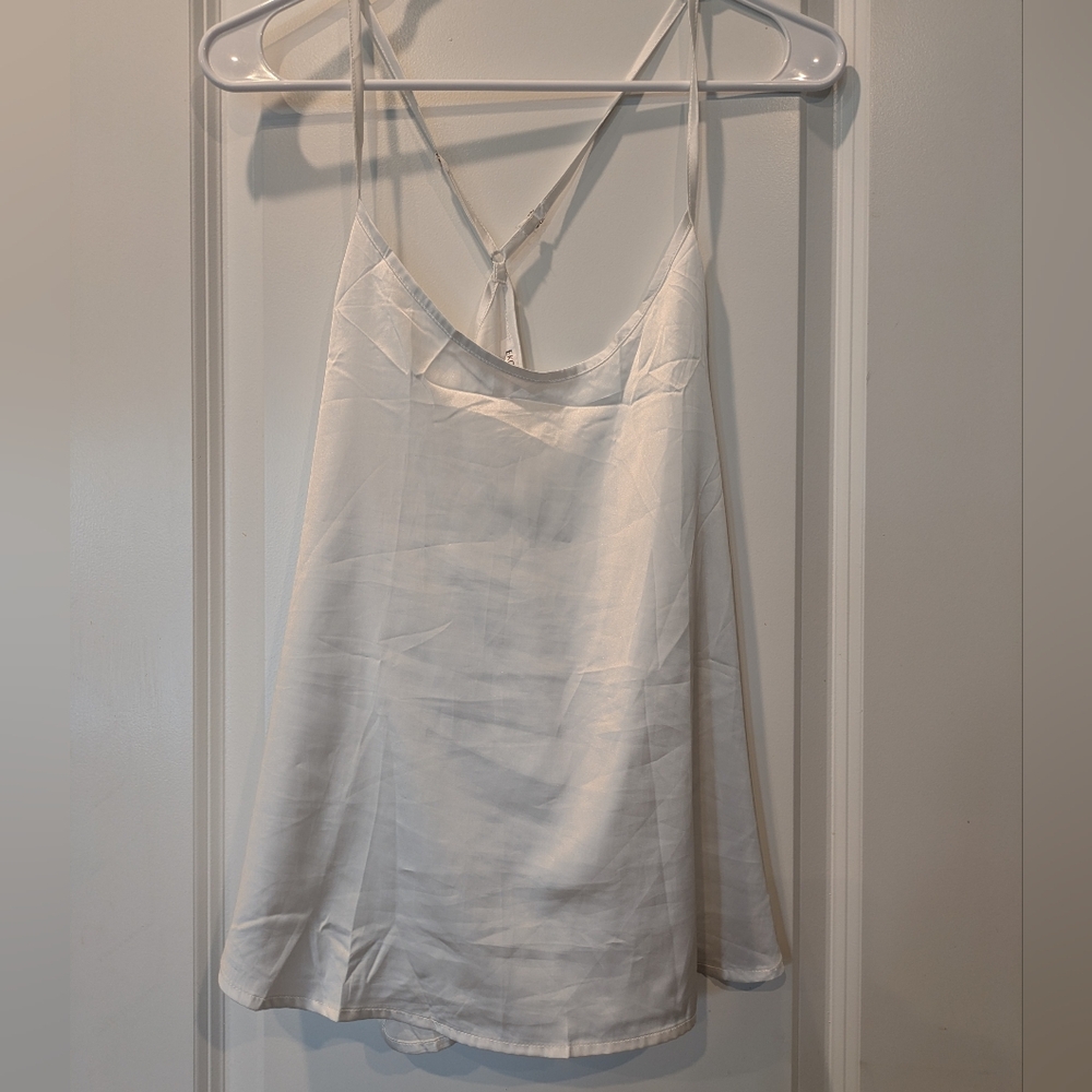 Ekouaer White Satin Cami XL | Silky Racerback Tank